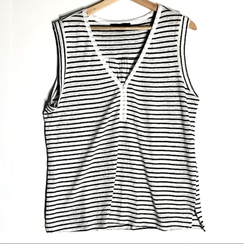 Anthropologie | Sanctuary "Laura" Striped Linen V-Neck Tank Top